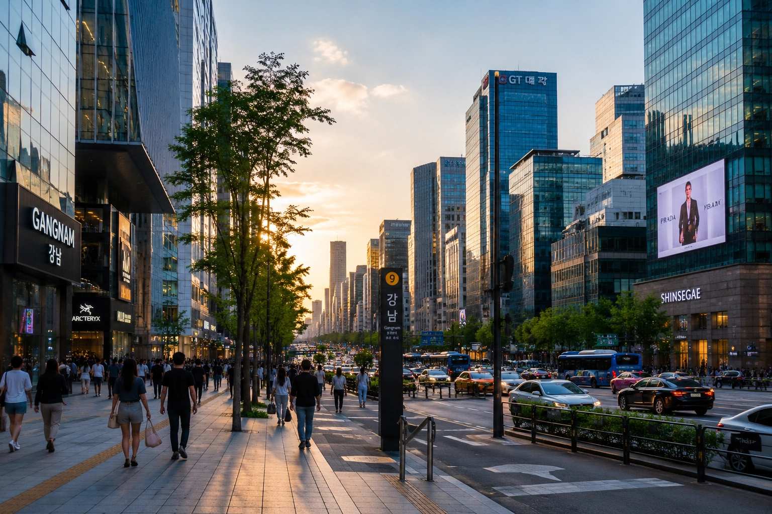 Gangnam city streets in Seoul