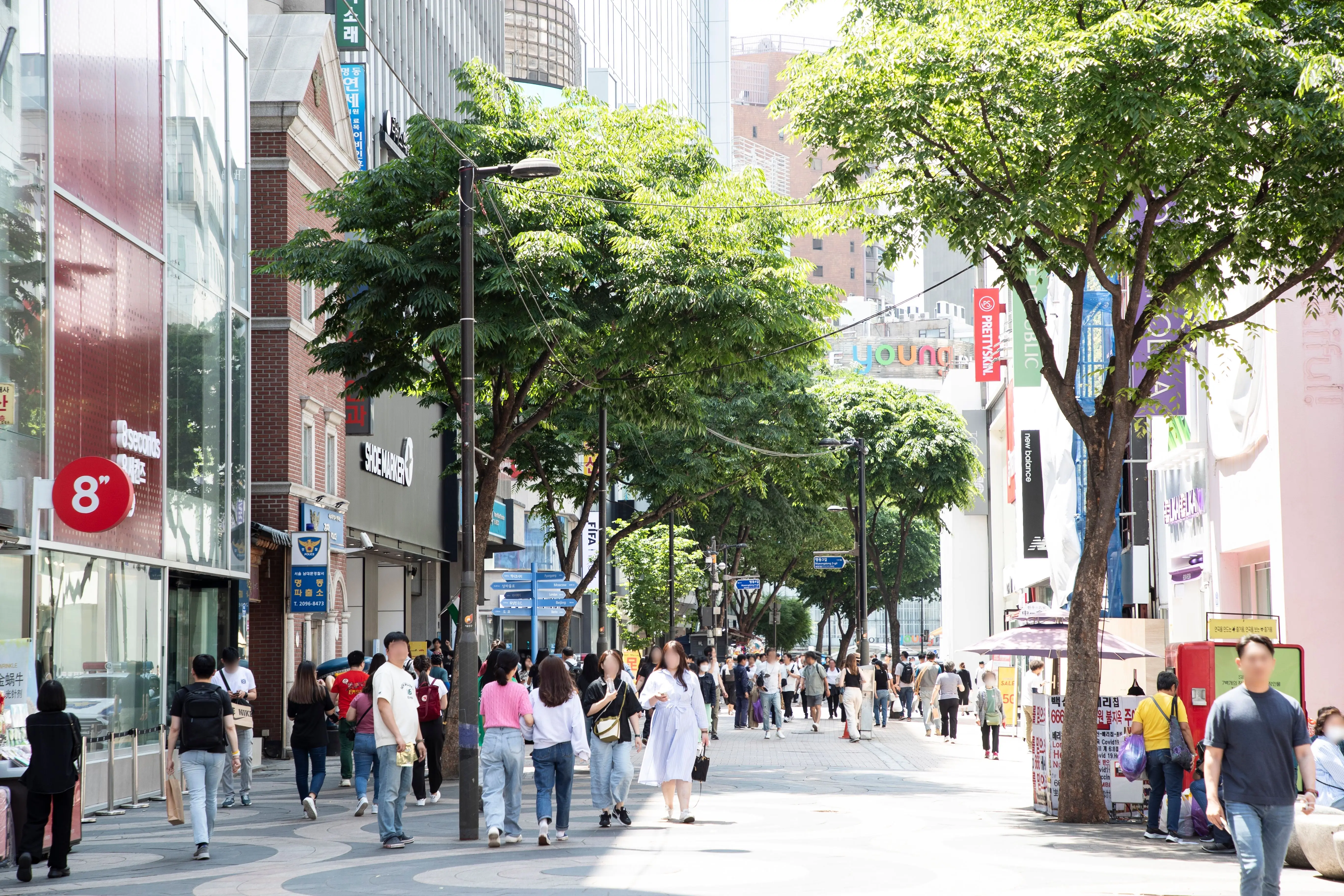 Pedestrian shopping street in Myeongdong, Seoul