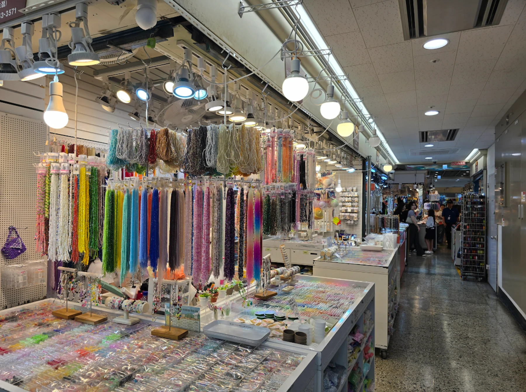 Beads and accessory supplies inside Dongdaemun Shopping Complex in Seoul