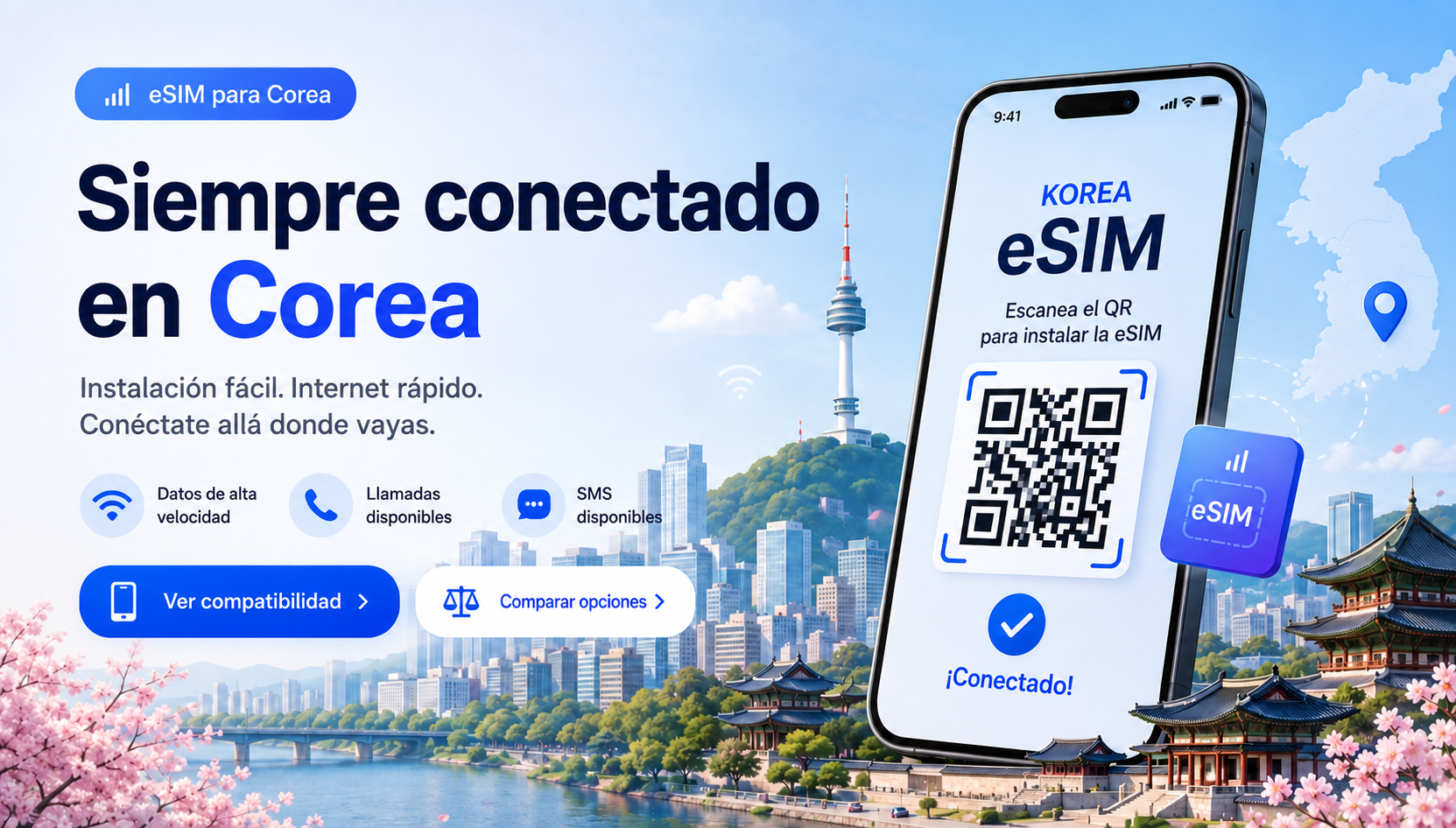Configuración de datos móviles para mantenerse conectado durante un viaje por Corea