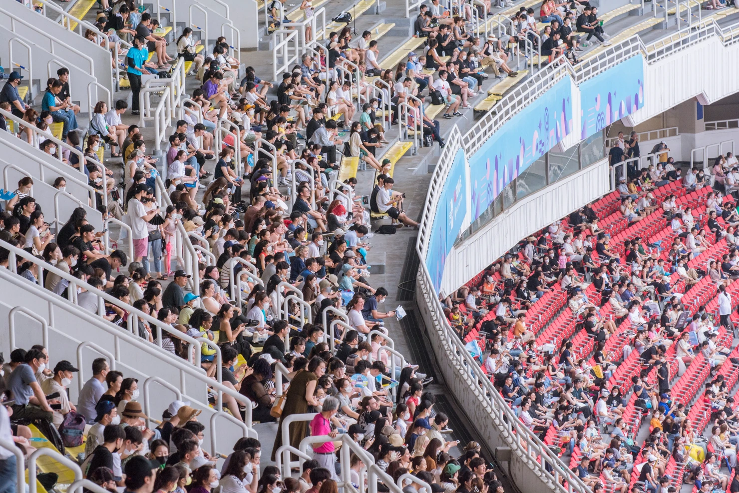 Crowds in the stands at Jamsil Sports Complex in Seoul.